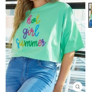XL Hot Girl Dummer Peach Love Oversized Crop Tee